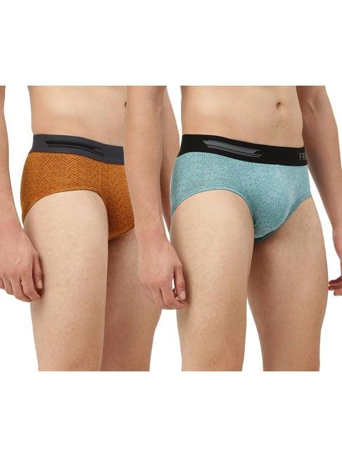 freecultr mustard & turquoise printed briefs - pack of 2