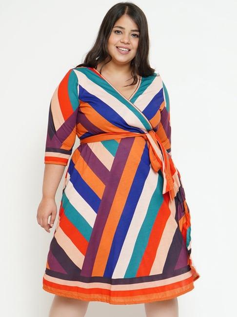 amydus multicolor striped wrap dress