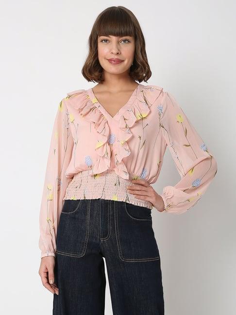 vero moda peach floral print top