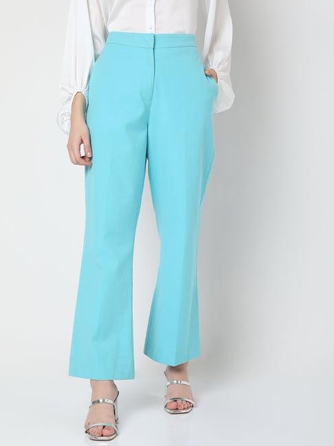 vero moda blue regular fit pants