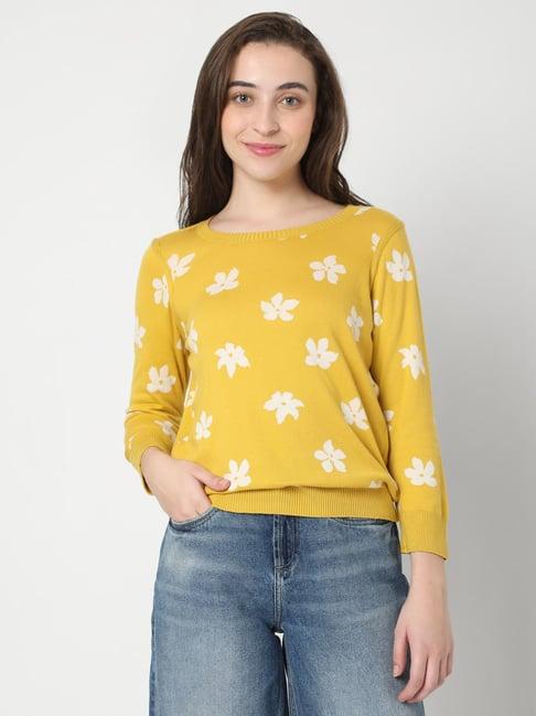 vero moda yellow & white floral print pullover