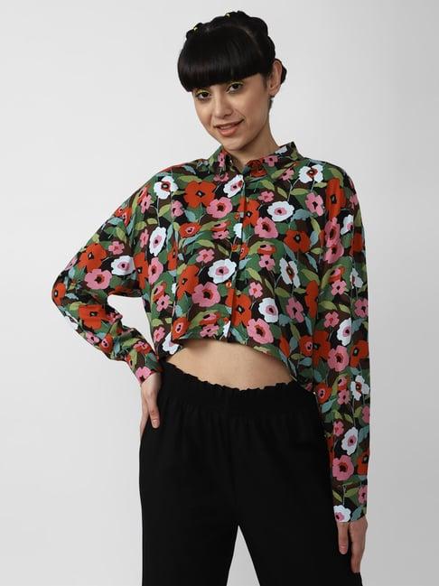 forever 21 multicolor printed crop shirt