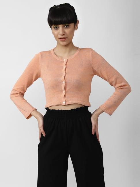 forever 21 peach round neck cardigan