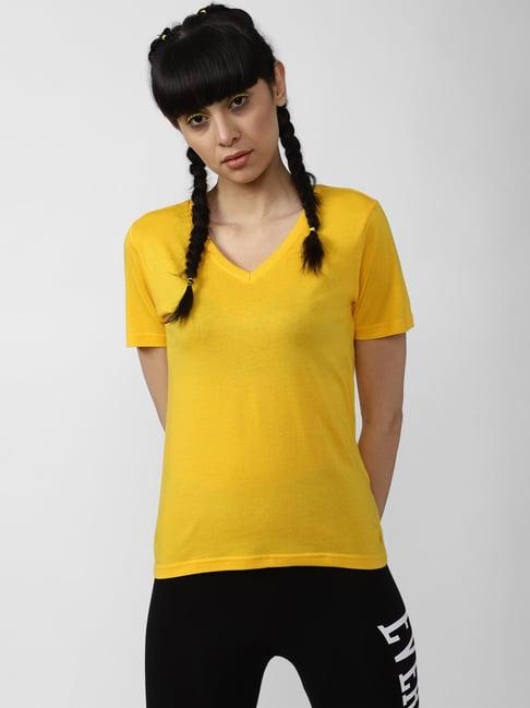 forever 21 yellow v neck t-shirt