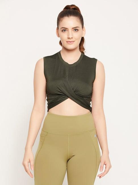 clovia olive slim fit crop top