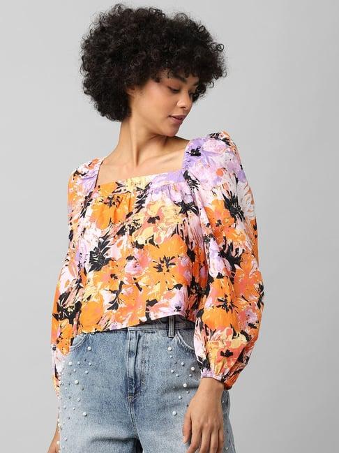 only multicolor floral print top