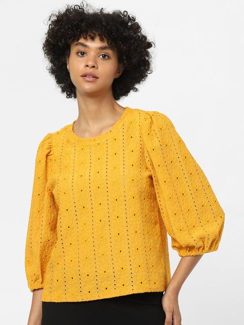 only yellow embroidered top