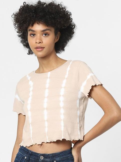 only beige tie - dye crop top