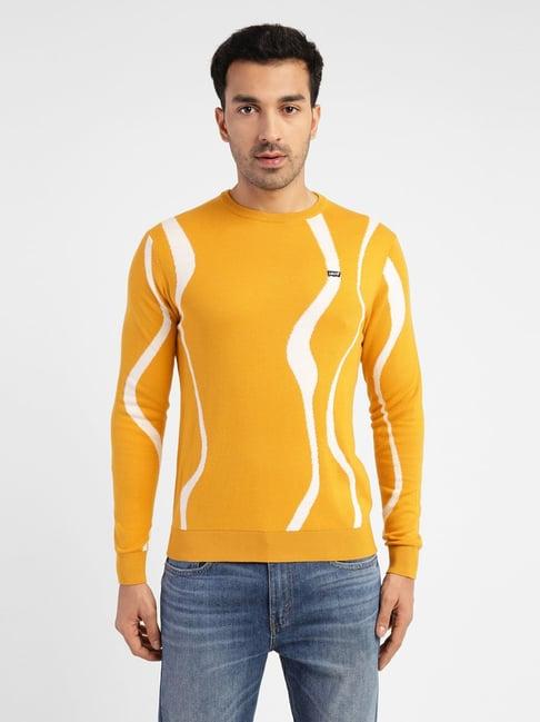 levi's nugget gold yellow regular fit self pattern sweaters