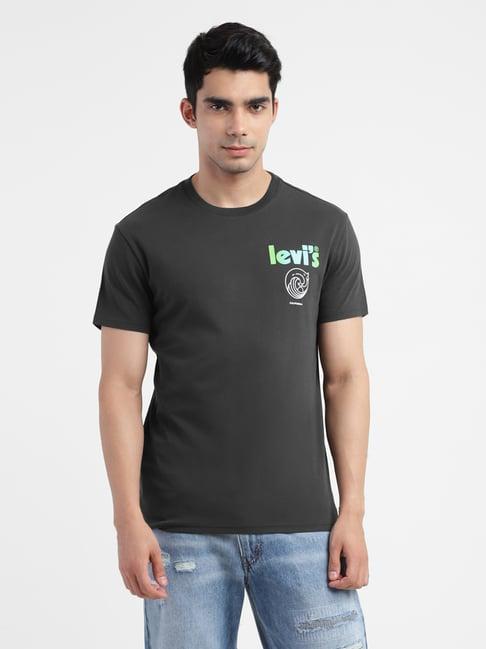 levi's pirate black regular fit logo printed t-shirts