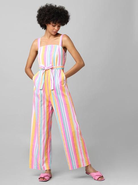 only multicolor striped jumpsuit