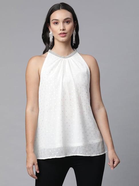 global republic white polka dots top