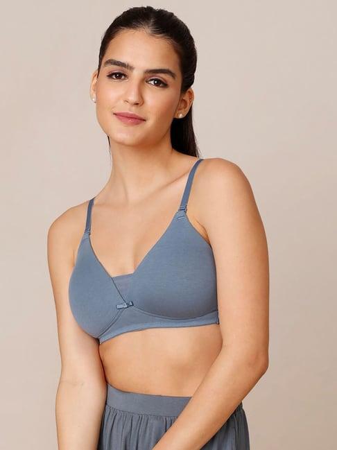 nykd by nykaa breathe cotton triangle t-shirt bra - padded, wireless, 3/4th coverage - nyb003