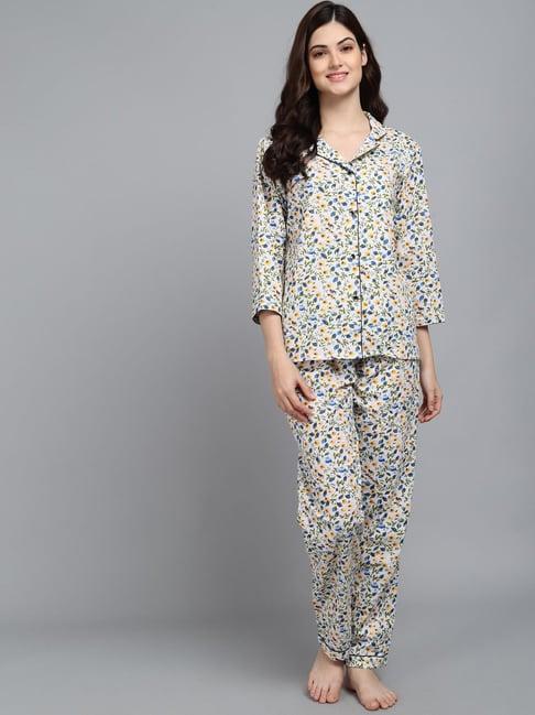 n-gal yellow floral print shirt with pyjamas