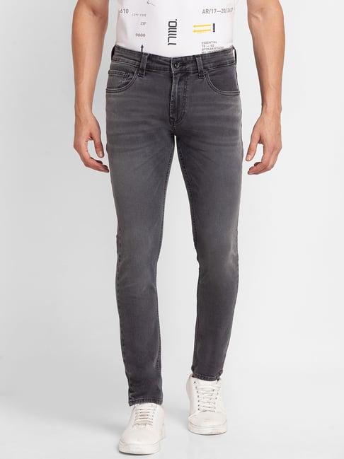 spykar grey cotton super slim fit jeans