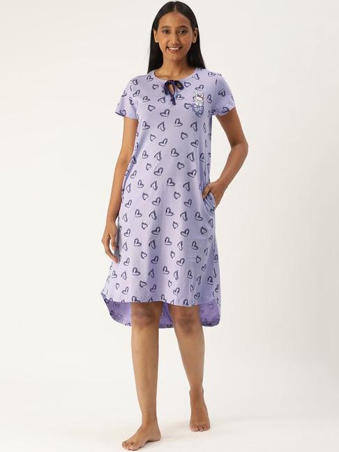 slumber jill purple printed night dress