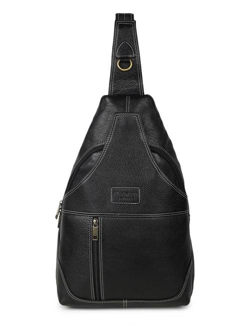 teakwood leathers 23 ltrs black textured medium backpack