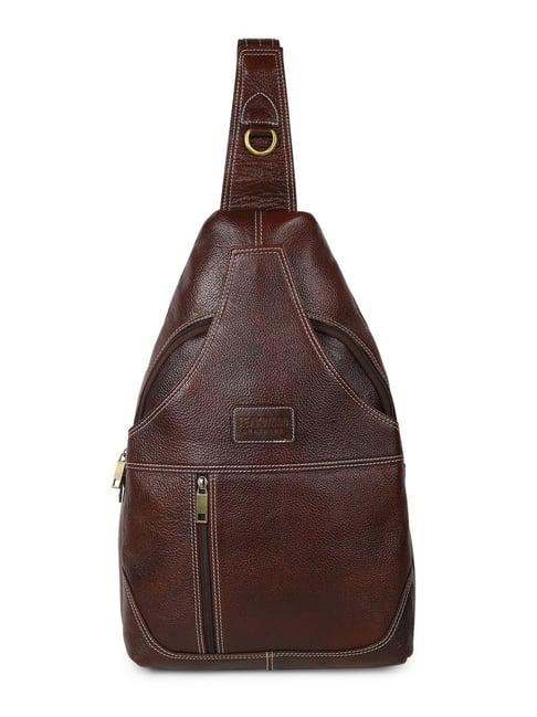 teakwood leathers 23 ltrs brown textured medium backpack