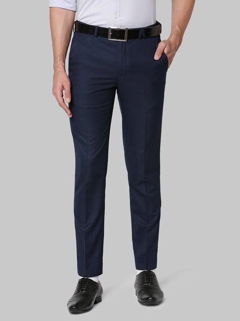 park avenue blue super slim fit flat front trousers