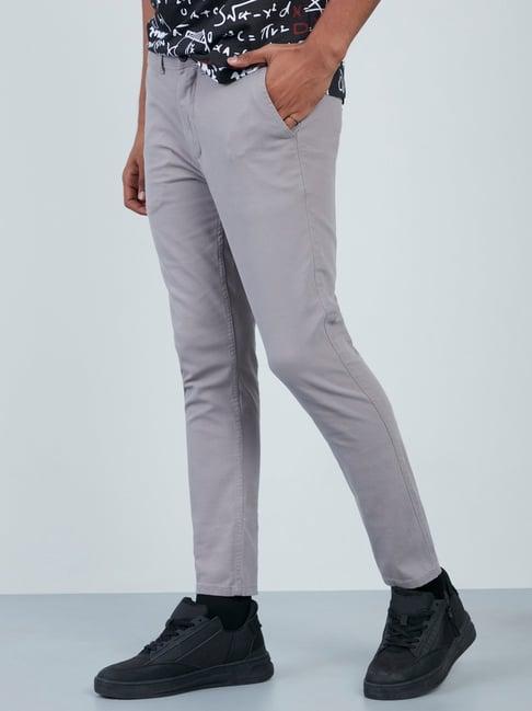 nuon by westside grey skinny-fit rocker chinos