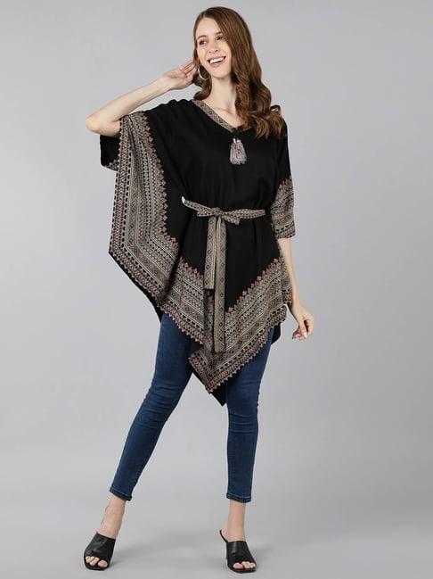 kipek black printed kaftan tunic