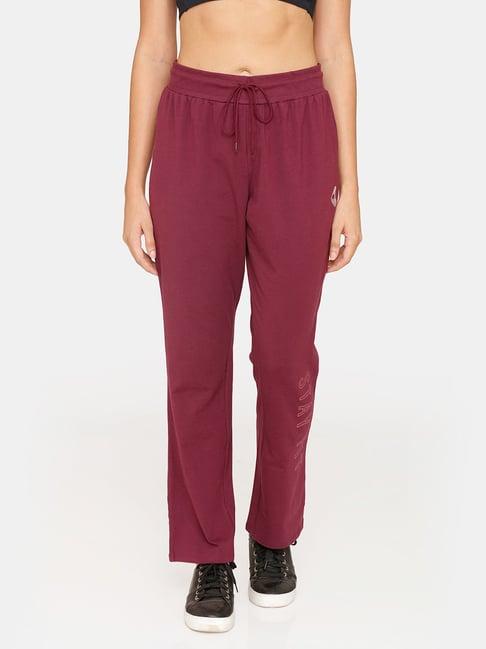 zelocity by zivame wine mid rise trackpants