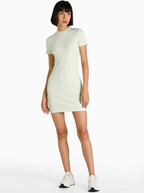 puma classics sage green cotton logo tee dress