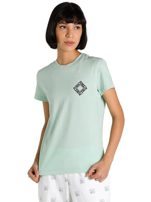 puma sage green cotton printed t-shirt