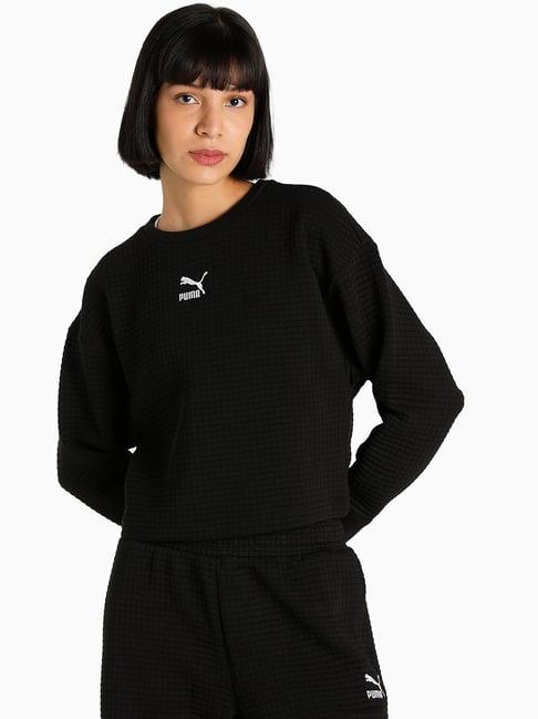 puma classics classics black cotton quilted sweatshirt