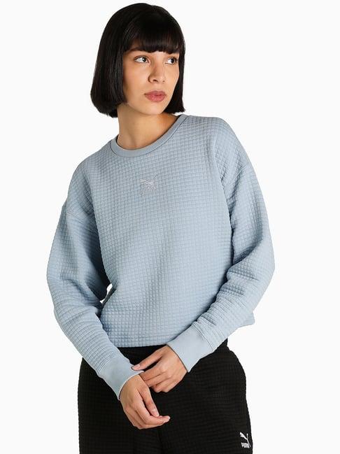 puma classics classics blue cotton quilted sweatshirt