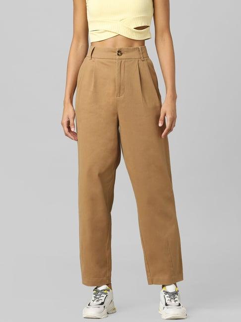 only light brown pleated trousers