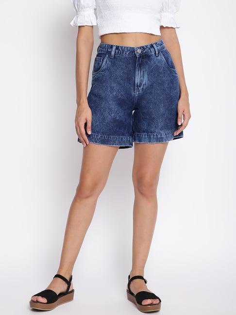 tales & stories dark blue regular fit shorts