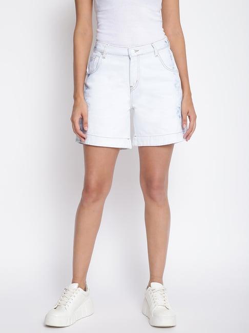 tales & stories light blue regular fit shorts