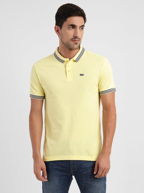 levi's limelight yellow cotton regular fit polo t-shirts