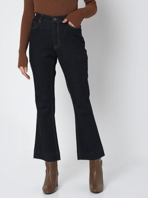 vero moda dark blue flared fit jeans