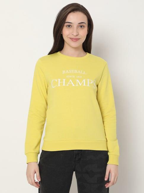 vero moda yellow graphic print sweatshirt