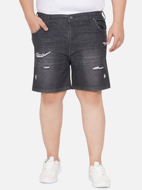 john pride charcoal regular fit plus size denim shorts