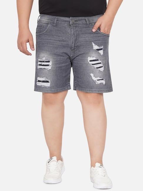 john pride grey regular fit plus size denim shorts