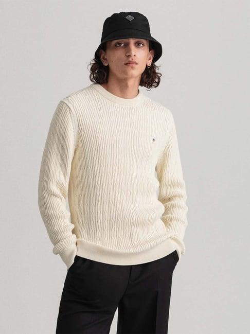 gant cream self design sweater