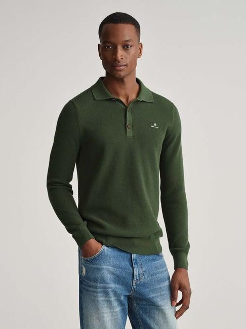 gant green textured sweater