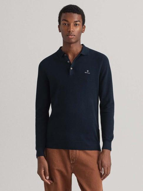 gant navy textured sweater