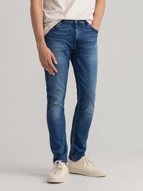 gant blue slim fit lightly washed jeans