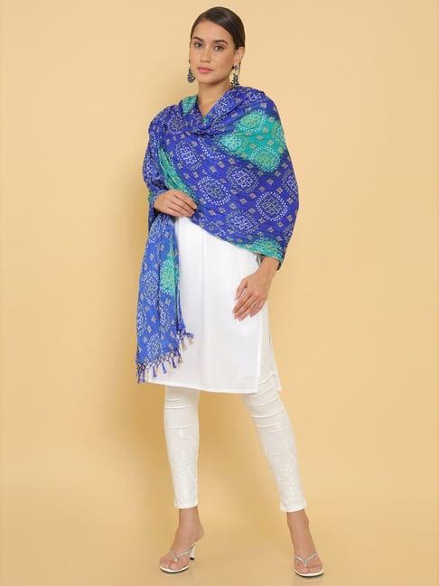 soch blue bandhani print dupatta