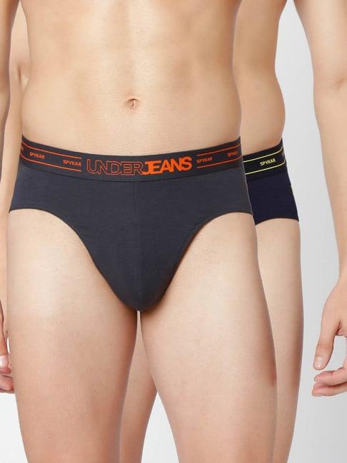 underjeans by spykar multi regular fit briefs - pak of 2