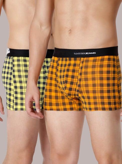 underjeans by spykar multi regular fit checks trunks - pak of 2