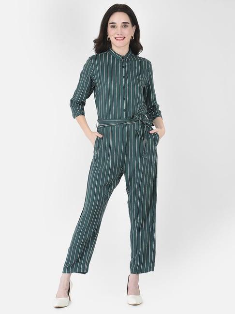 crimsoune club green striped jumpsuit