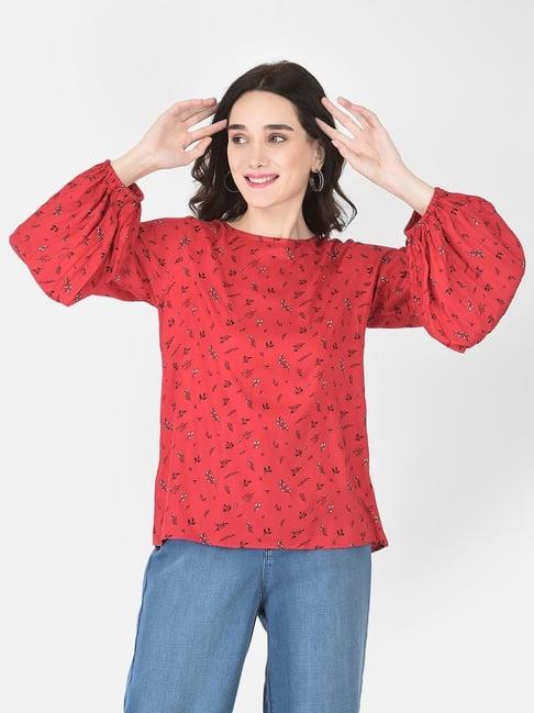 crimsoune club red floral print top