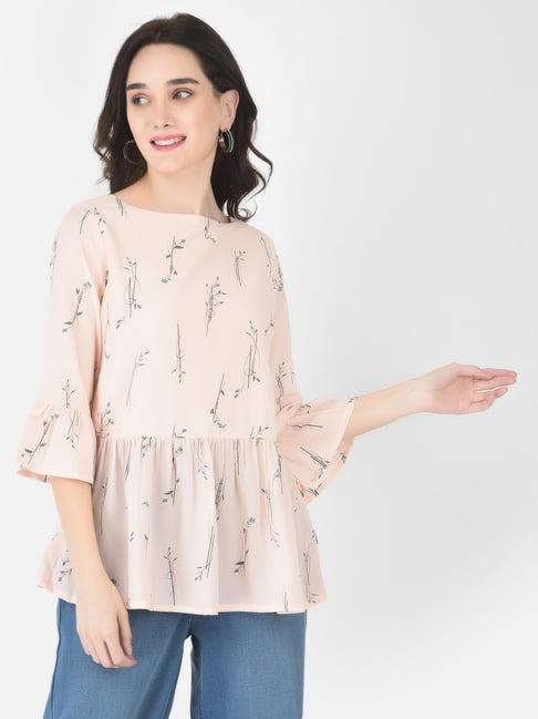 crimsoune club peach floral print top