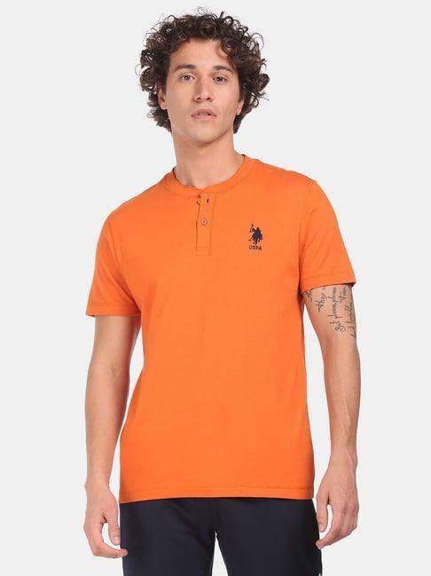 u.s. polo assn. orange henley t-shirt