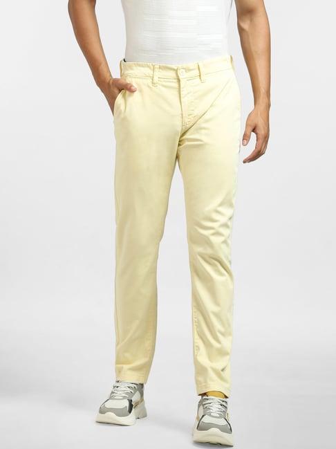 jack & jones yellow cotton regular fit chinos